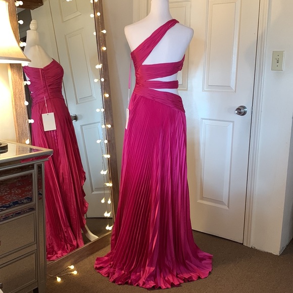 Mac Duggal One Shoulder Pleated Charmeuse Gown with Slit 49837 - Picture 12 of 16